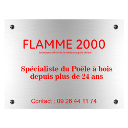 Plaque en aluminium Gris & texte rouge sans logo, percée