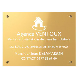 Gravure de Plaque en aluminium doré Avec son texte blanc 300 x 200 mm