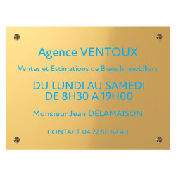 Gravure de Plaque en aluminium gris avec son texte bleu sans logo