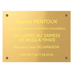 Gravure de Plaque en aluminium gris avec son texte jaune 30 x 20 cm