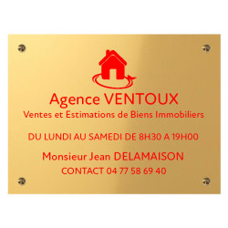 Gravure de Plaque en aluminium doré Avec son texte rouge 300 x 200 mm