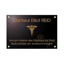 Plaque en plexiglas noir avec texte doré