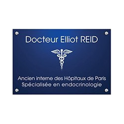 Plaque en aluminium bleu avec texte blanc