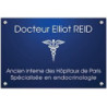 Plaque en aluminium bleu avec texte blanc