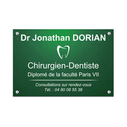 Plaque en aluminium vert avec texte blanc