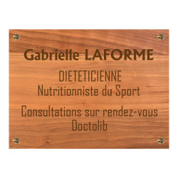 Plaque en bois mdf essence cerisier avec texte brun