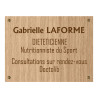 Plaque en bois mdf essence chêne avec texte brun