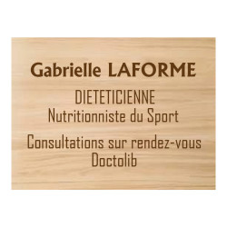 Plaque en bois mdf essence érable avec texte brun adhésive