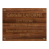 Plaque en bois mdf essence noyer avec texte brun