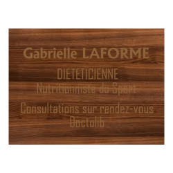 Plaque en bois adhésive mdf essence noyer avec texte brun