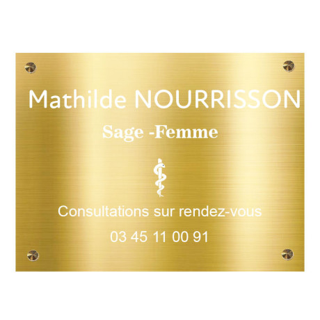 Grande plaque en laiton doré avec finition "Luxe" - 300 x 200mm