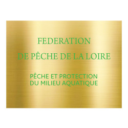 Grande plaque en laiton doré avec texte vert adhésive